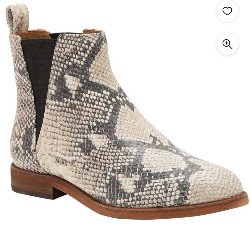 Lucky Brand Haylia Chelsea Boot Gray Black Snake Print Leather Womens 6M